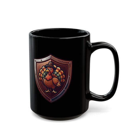 "My Thanksgiving Shield" Black Ceramic Mug — Graphic