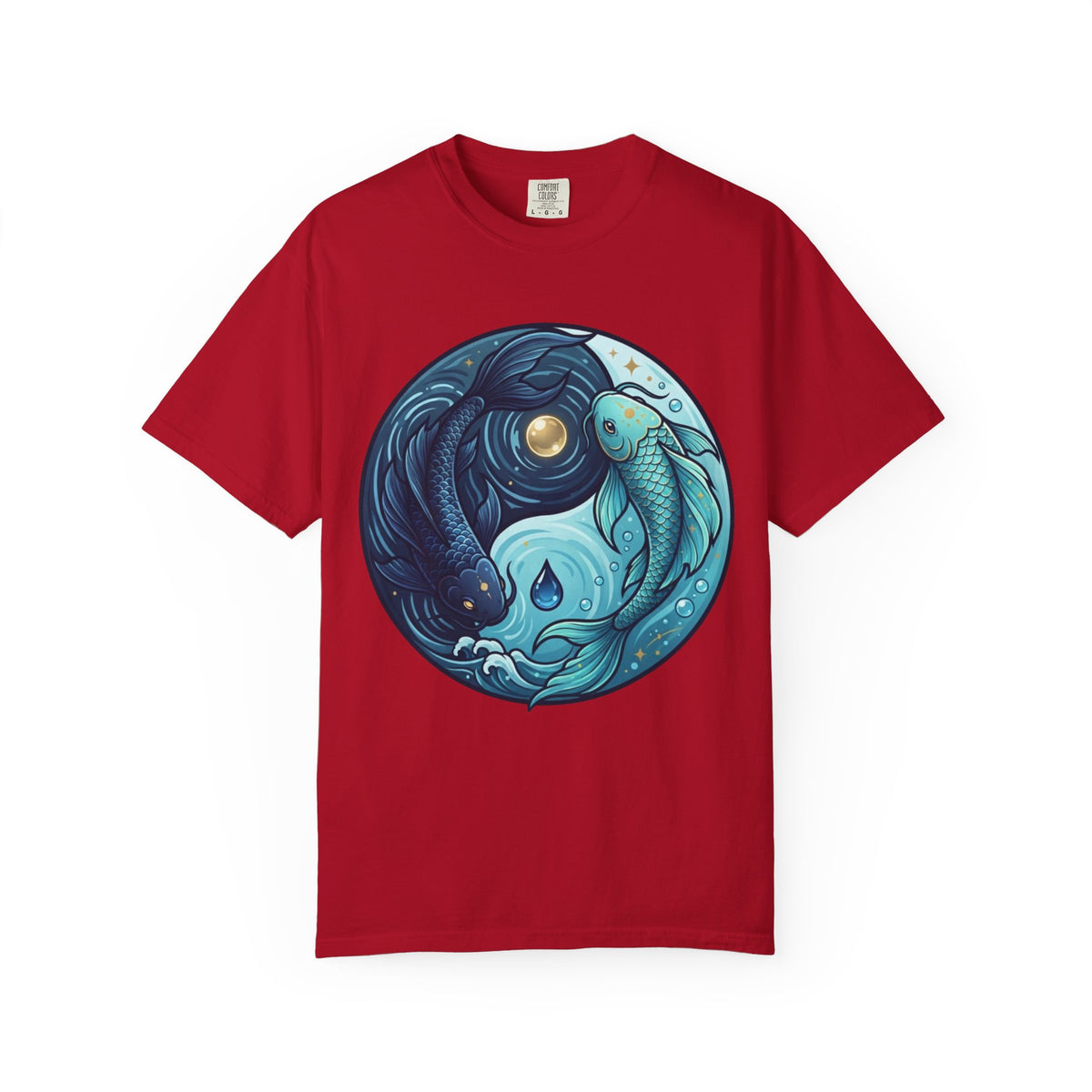 Color: Red | Yin Yang Pisces Unisex Garment-Dyed Tee