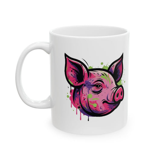 "Barnyard Pig" White Ceramic Mug — Graphic