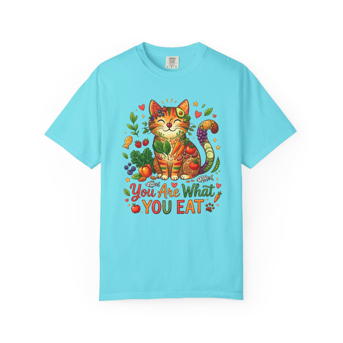 Color: Lagoon Blue | You Are What You Eat - Cat 2 Unisex Garment-Dyed T-shirt