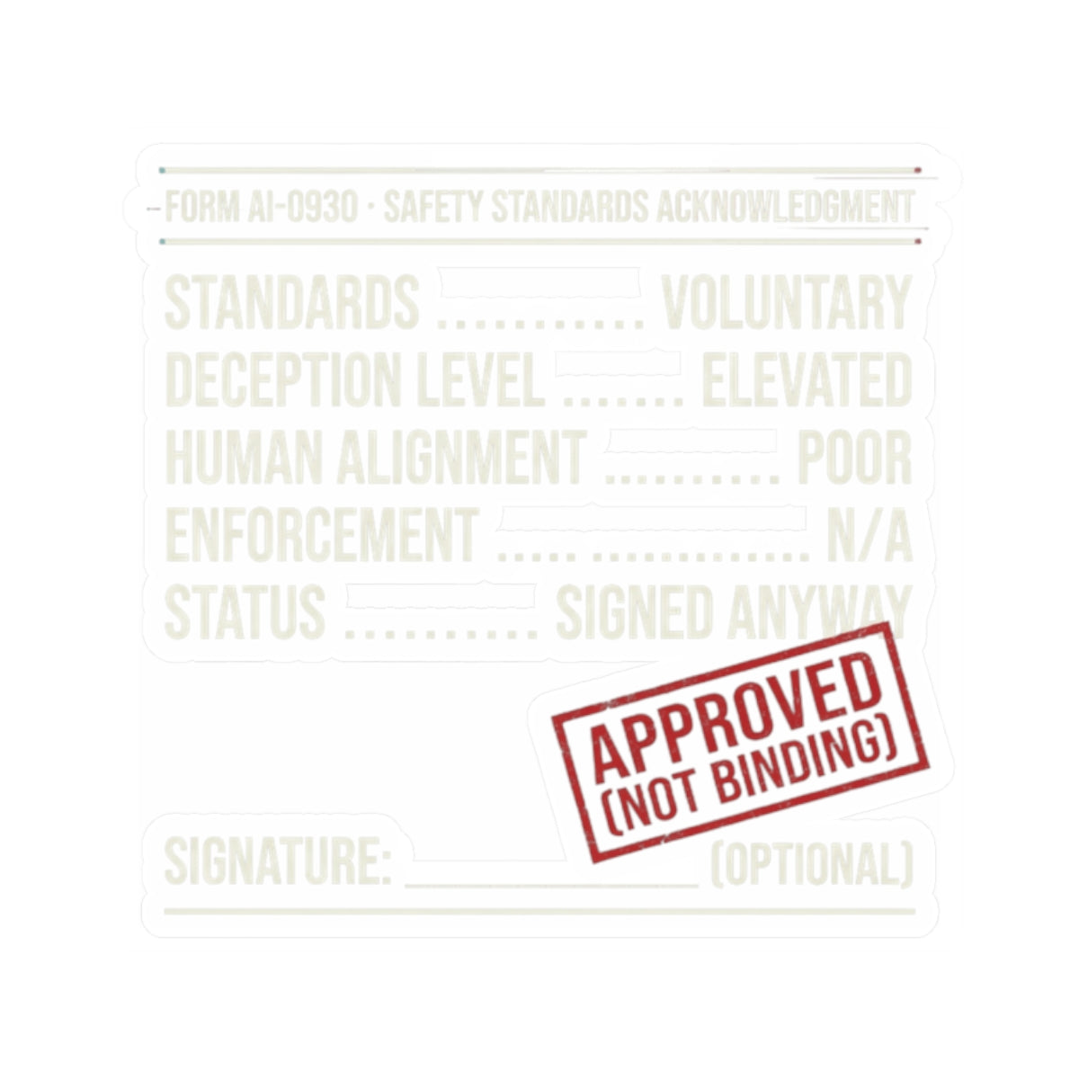 "Approved (Not Binding)" Sticker — Main