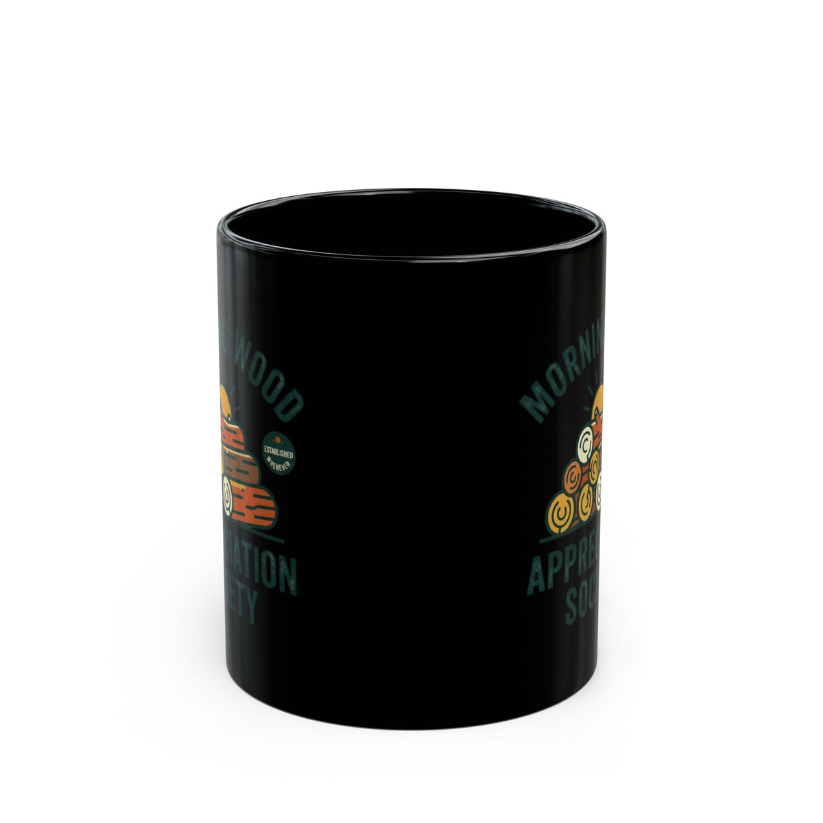"Morning Wood Appreciation Society" Black Ceramic Mug