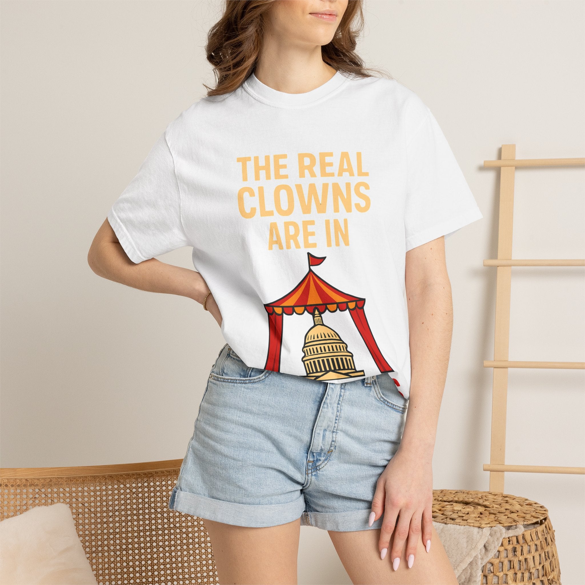 "The Real Clowns Are In Congress" Unisex Garment-Dyed T-shirt