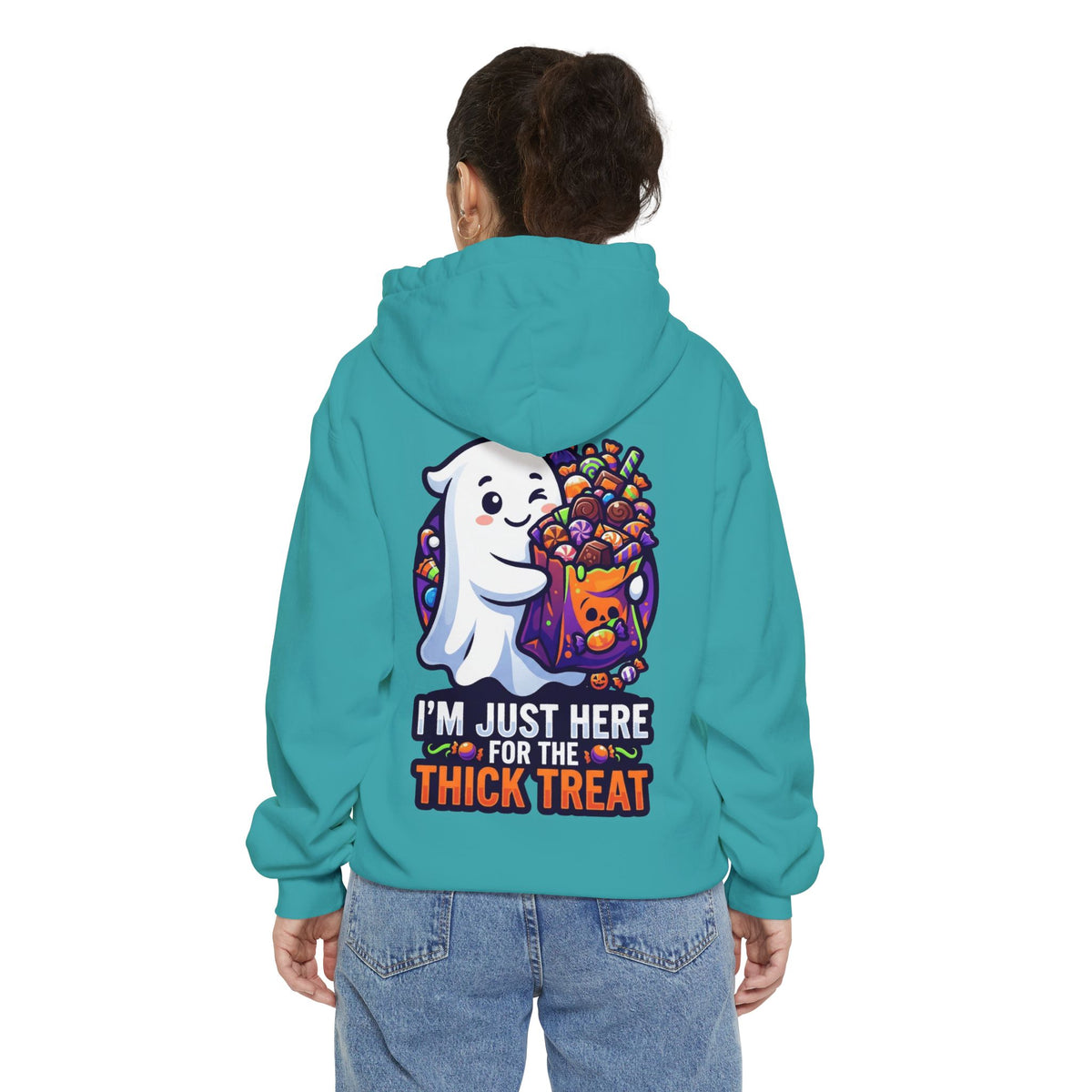 Color: Seafoam | I'm Just Here For The Thick Treat Garment-Dyed Hoodie