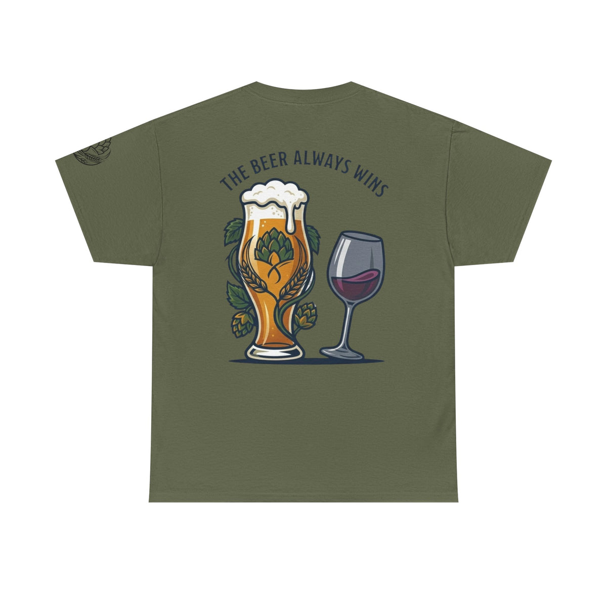 Color: Military Green | The Beer Always Wins Premium Graphic Tee