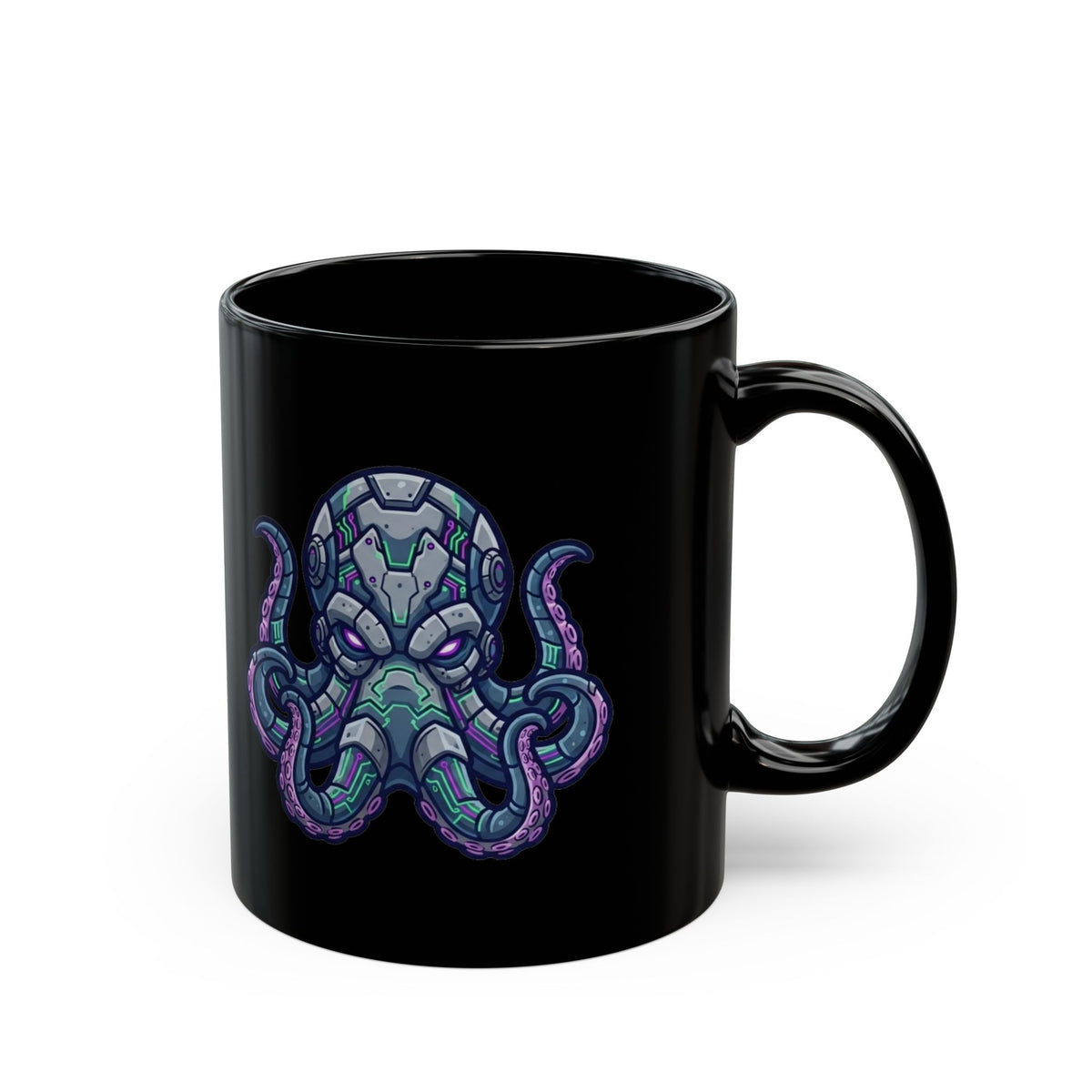 "Cyber Octopus" Black Ceramic Mug — Graphic