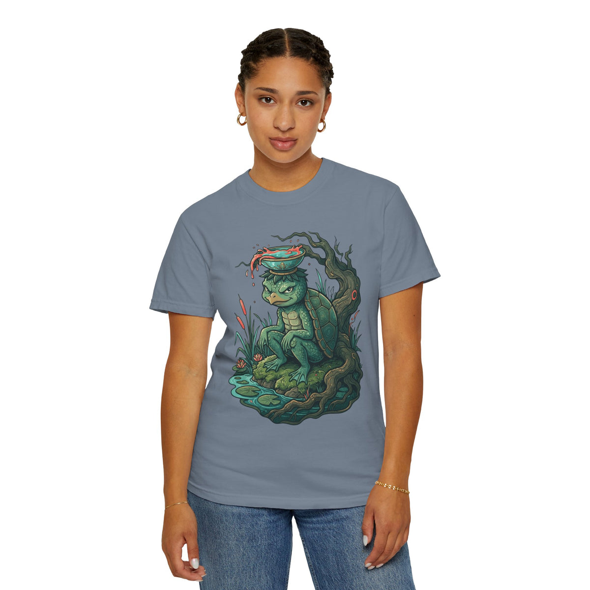Color: Blue Jean | Kappa (Japanese Folklore) Unisex Garment-Dyed Tee
