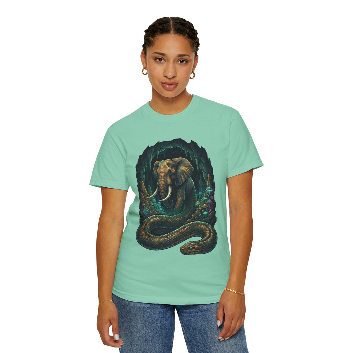 Color: Island Reef | Grootslang (South African Mythology) Unisex Garment-Dyed Tee