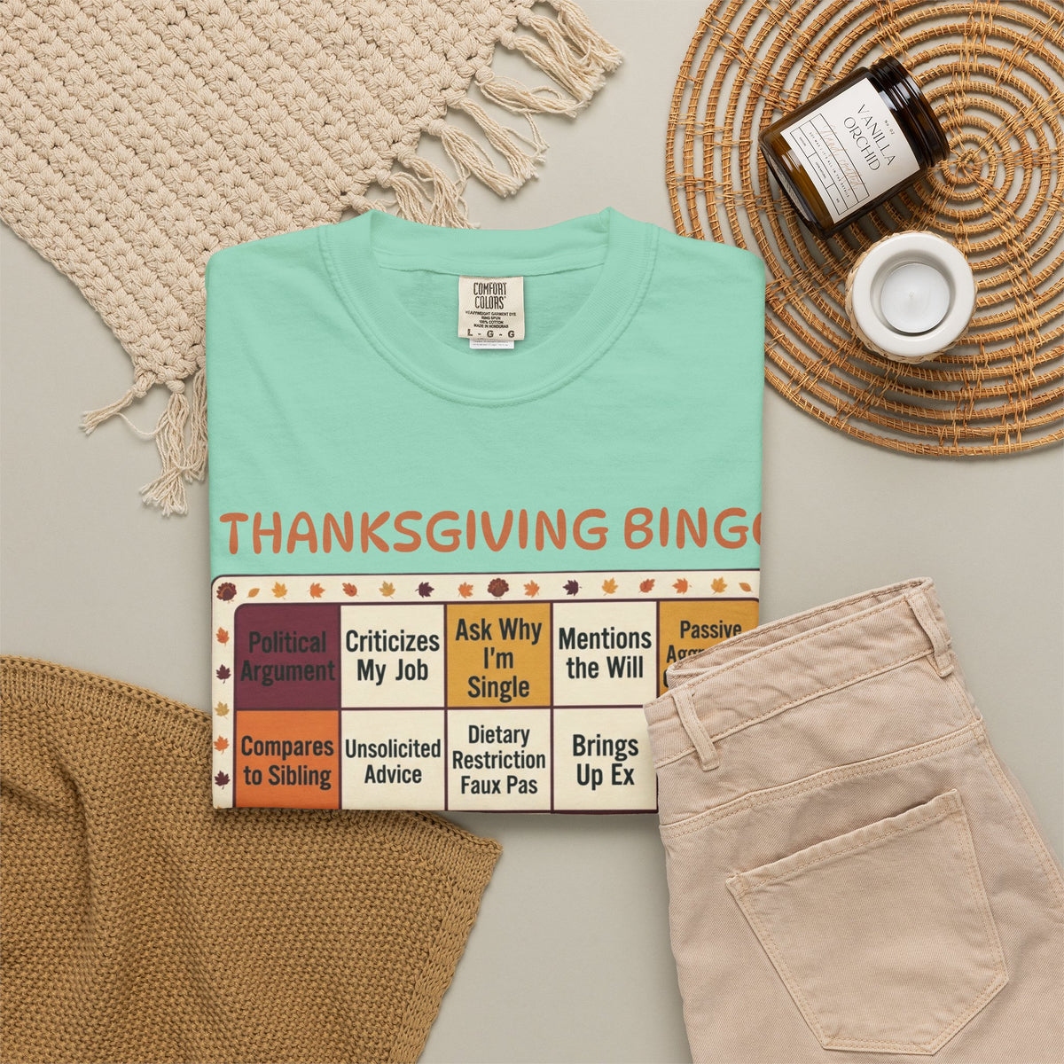 Thankgiving Bingo Unisex Garment-Dyed Tee
