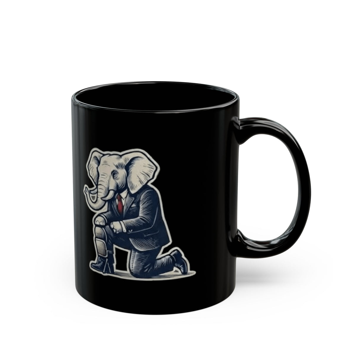 "The Knee Pad Caucus" Black Ceramic Mug — Graphic