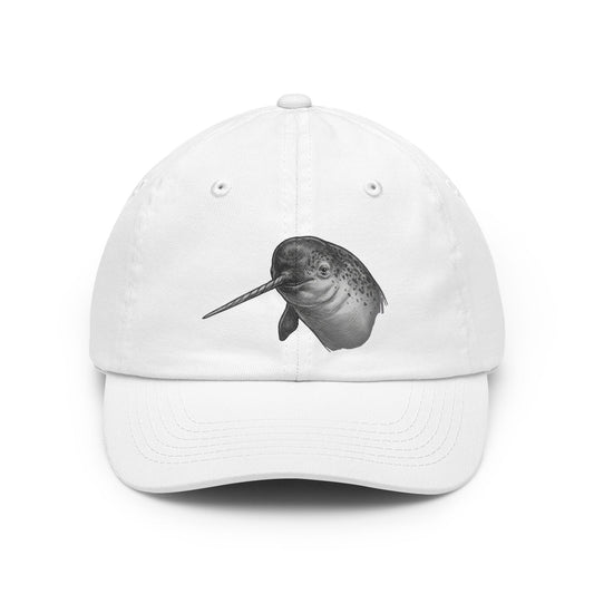 Color: White | Pencil Sketch Art Narwhal Dad Hat — Graphic