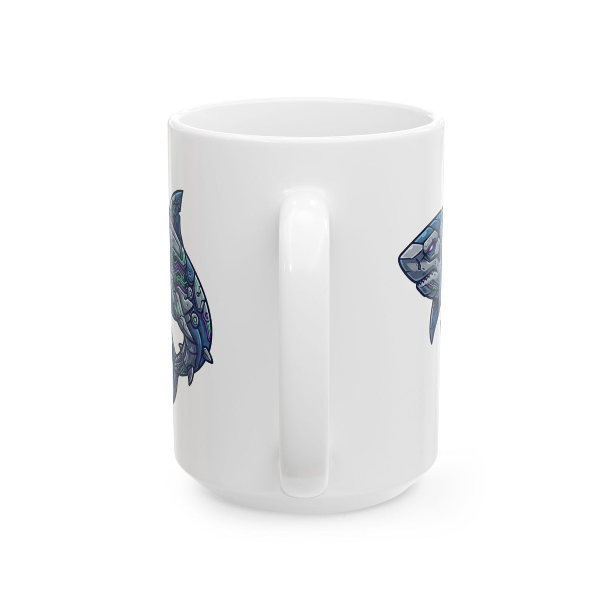 "Cyber Shark" White Ceramic Mug