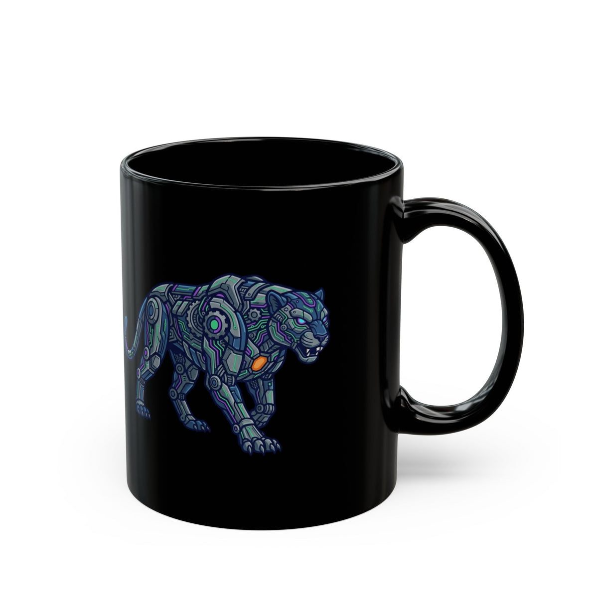 "Cyber Panther" Black Ceramic Mug