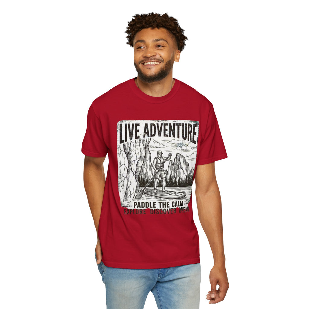 "Live Adventure - Paddle Board" Unisex Garment-Dyed Tee