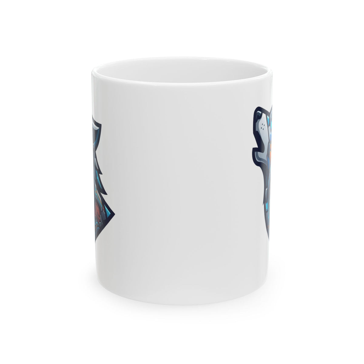 "Cyber Wolf" White Ceramic Mug — Graphic