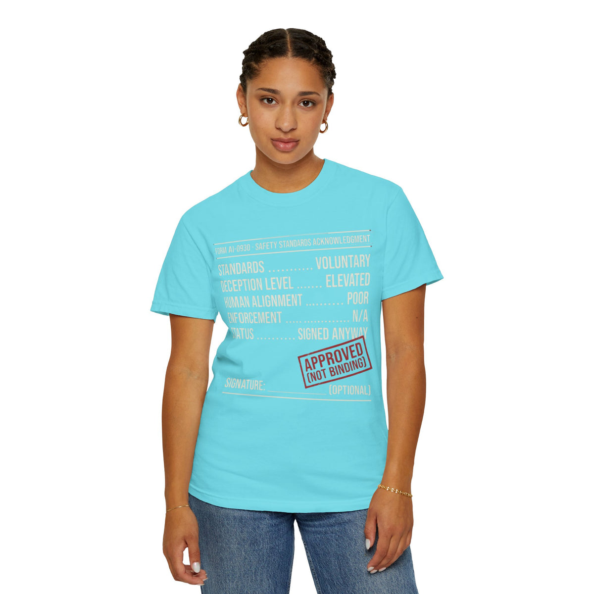 Color: Lagoon Blue | Approved (Not Binding) Unisex Garment-Dyed Tee
