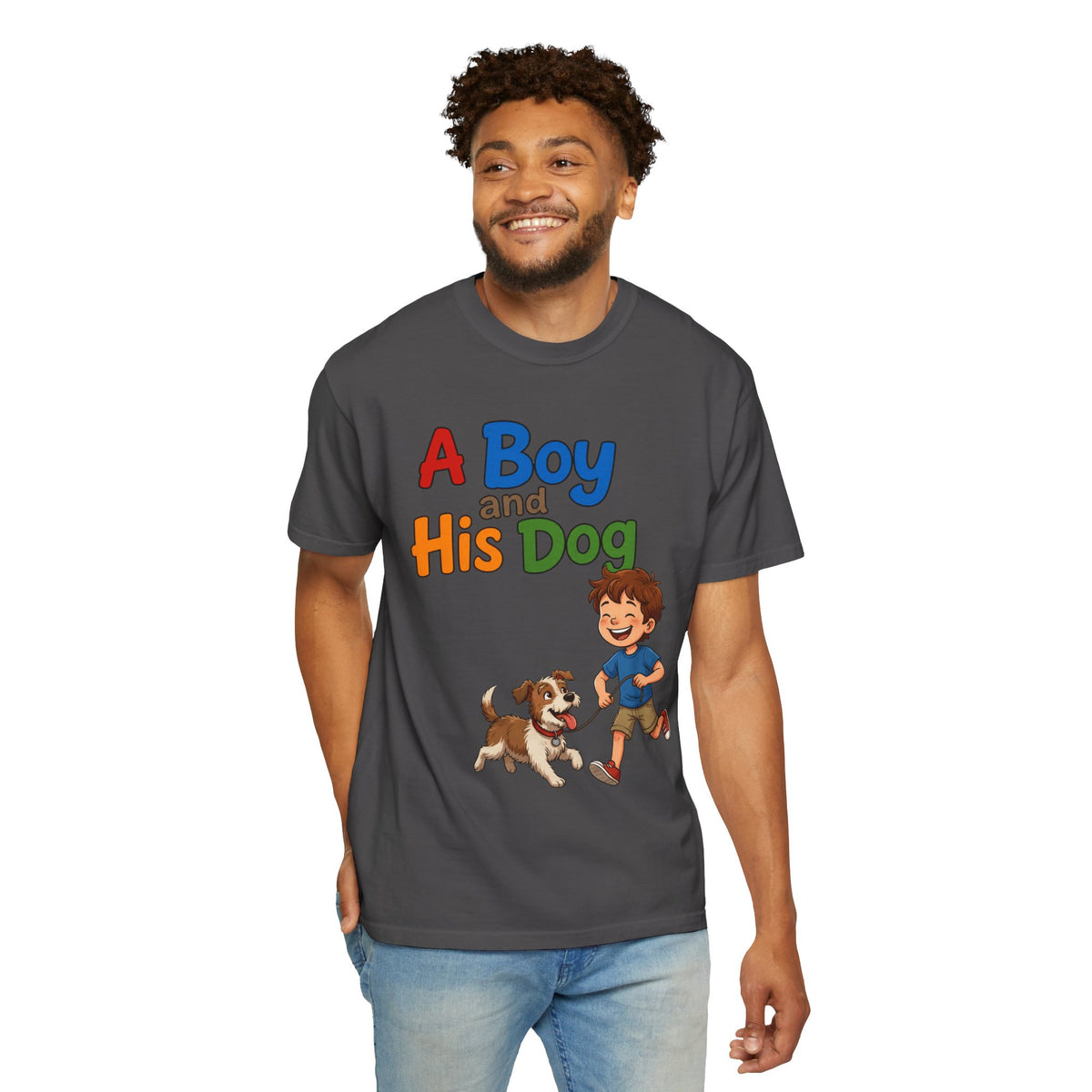 Color: Graphite | A Boy And His Dog Unisex Garment-Dyed Tee