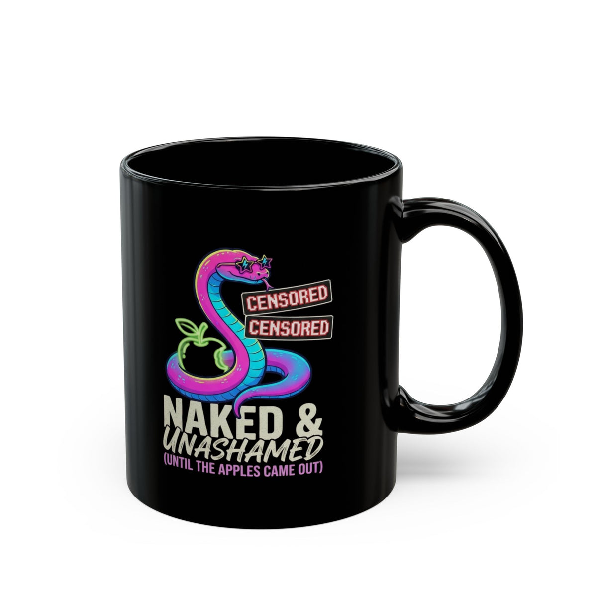 "Good Book Series Naked & Unashamed" Black Ceramic Mug