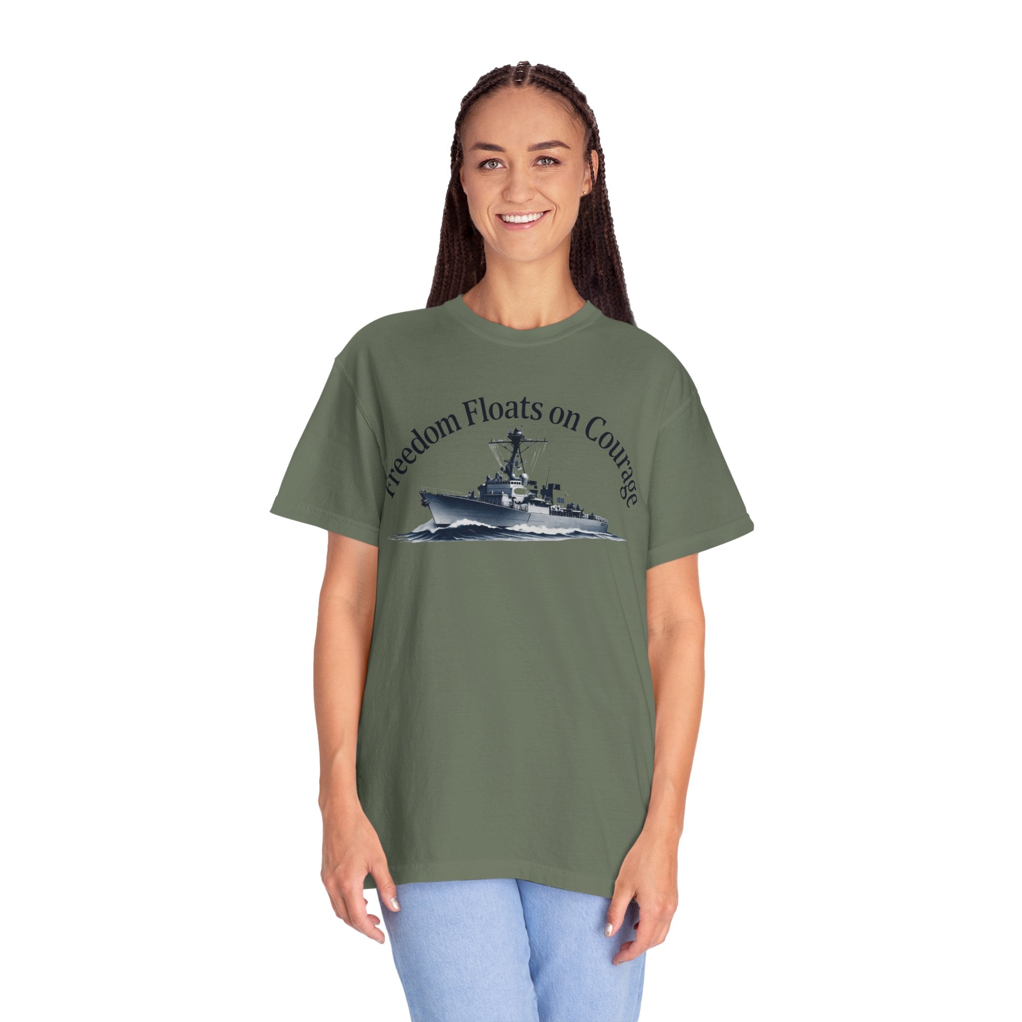 "Freedom Floats on Courage" Unisex Garment-Dyed T-shirt