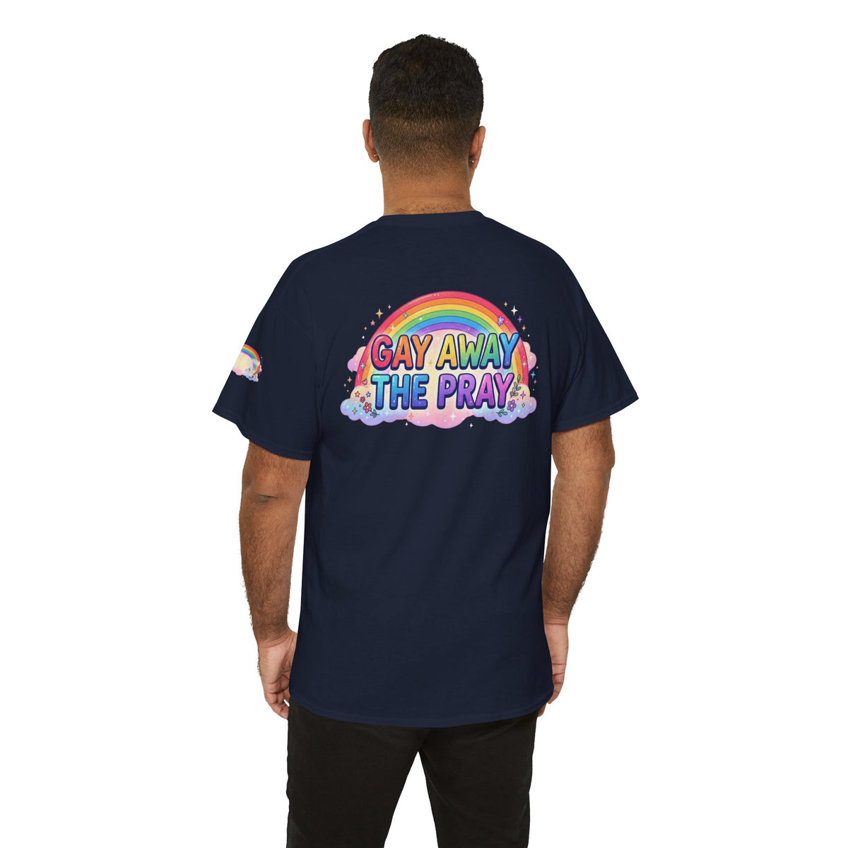 Color: Navy | Gay Away The Pray Premium Graphic Tee