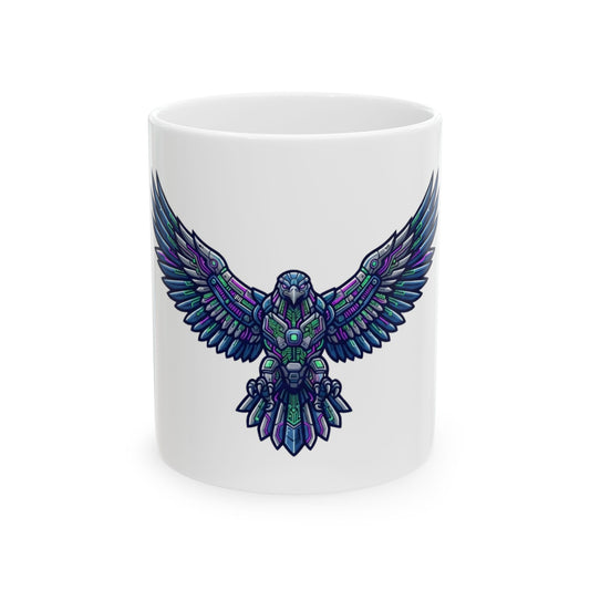 "Cyber Falcon" White Ceramic Mug