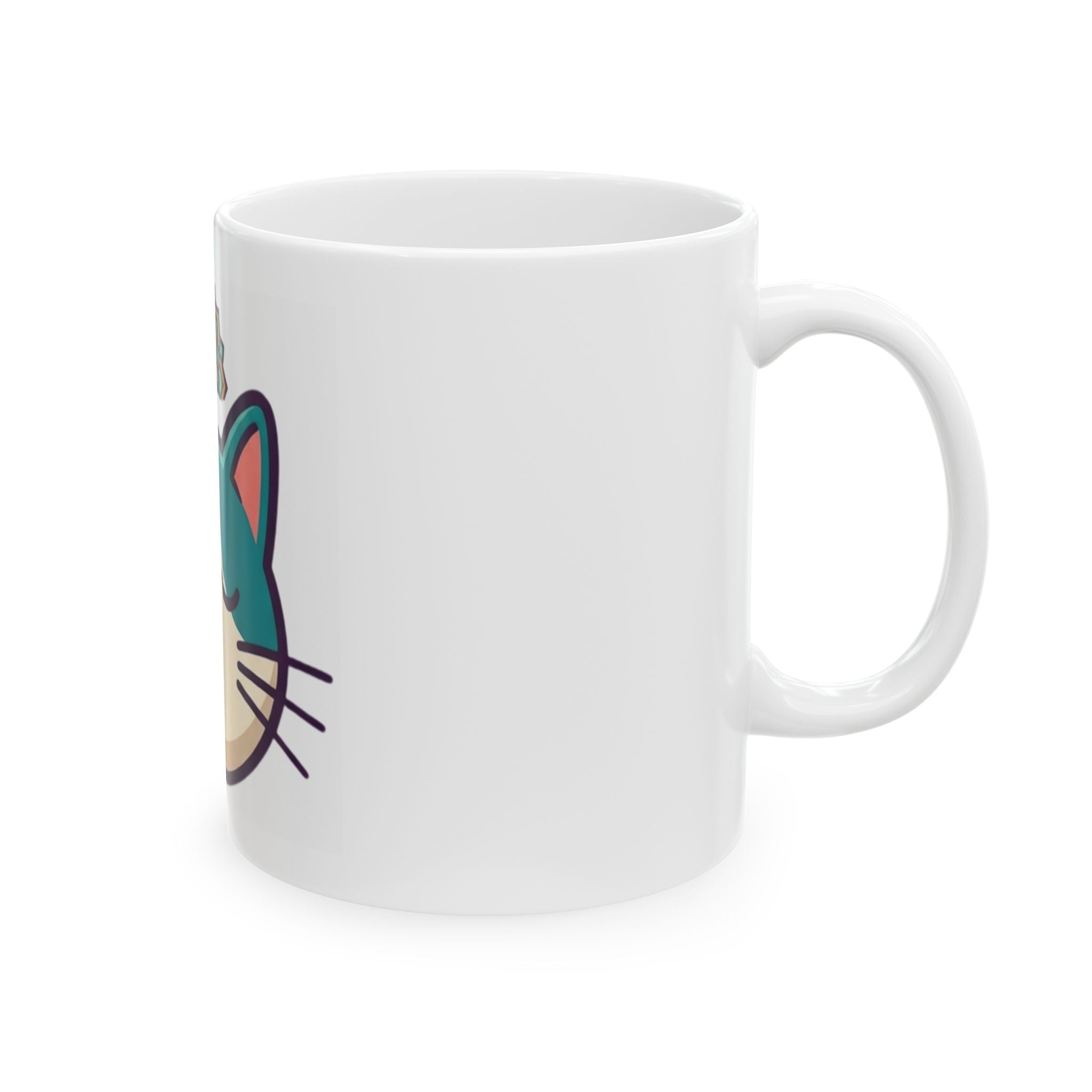 "Cat CALM" White Ceramic Mug — Graphic