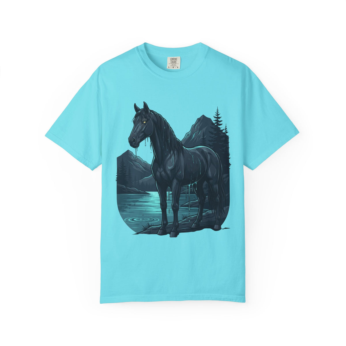 Color: Lagoon Blue | Kelpie (Scottish Folklore) Unisex Garment-Dyed Tee