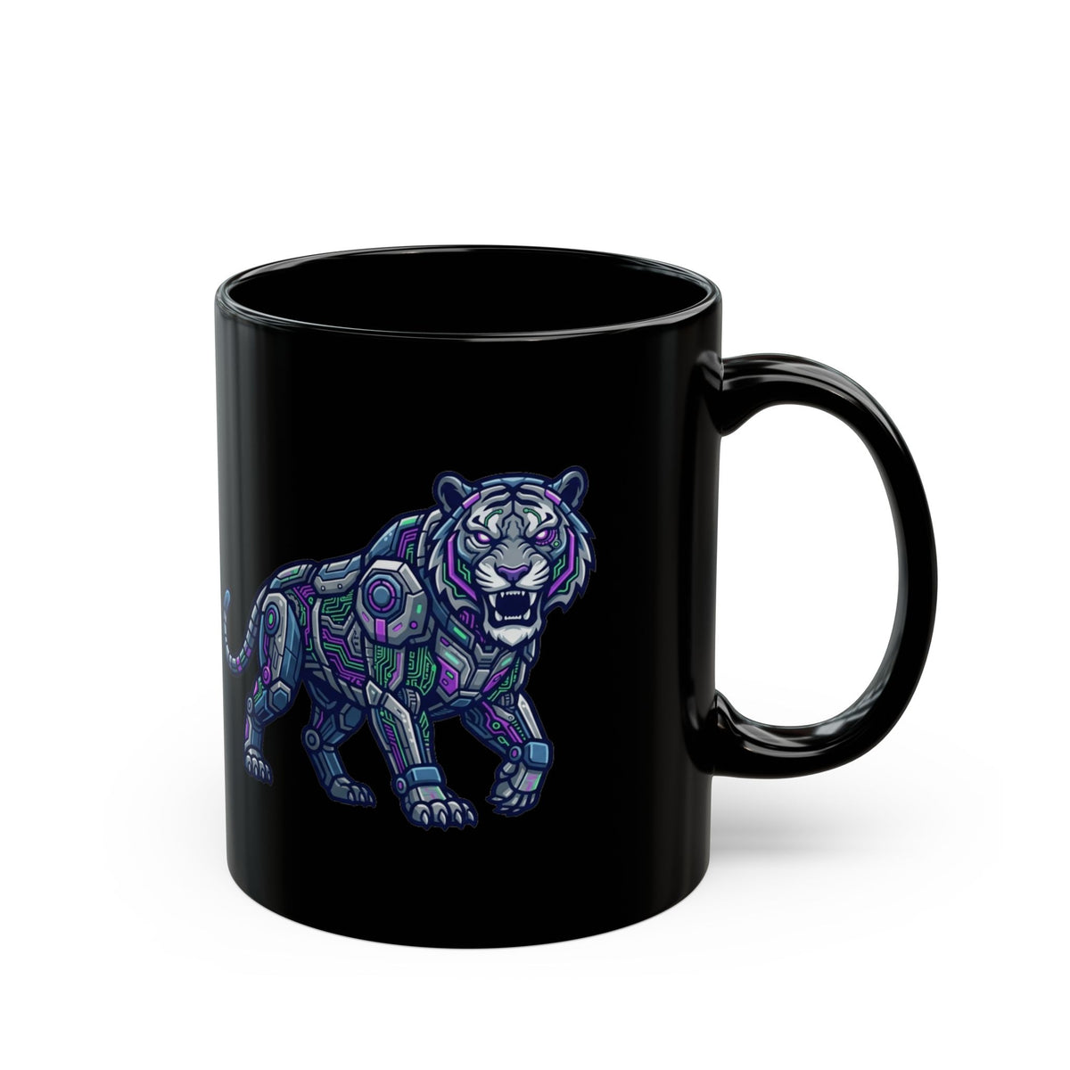 "Cyber Tiger" Black Ceramic Mug
