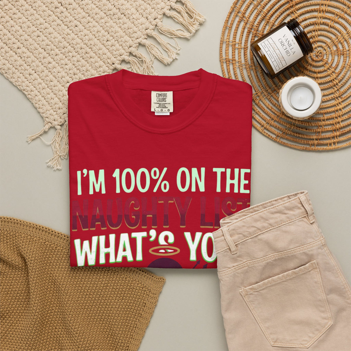 "On The Naughty List" Unisex Garment-Dyed Tee