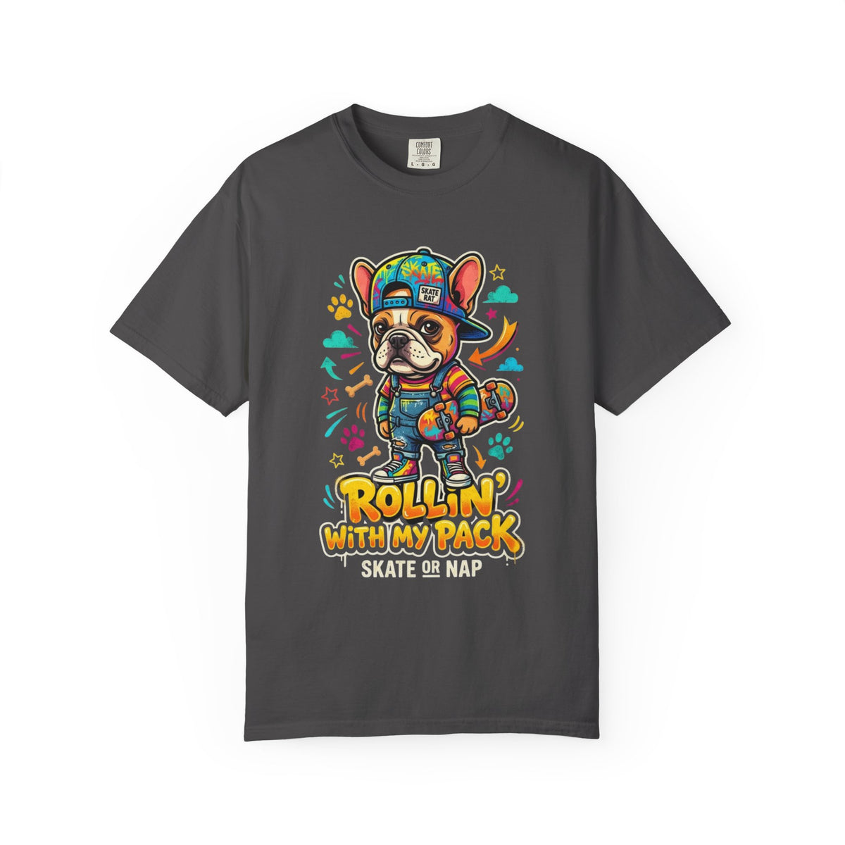 Color: Graphite | Rollin With My Pack Unisex Garment-Dyed Tee