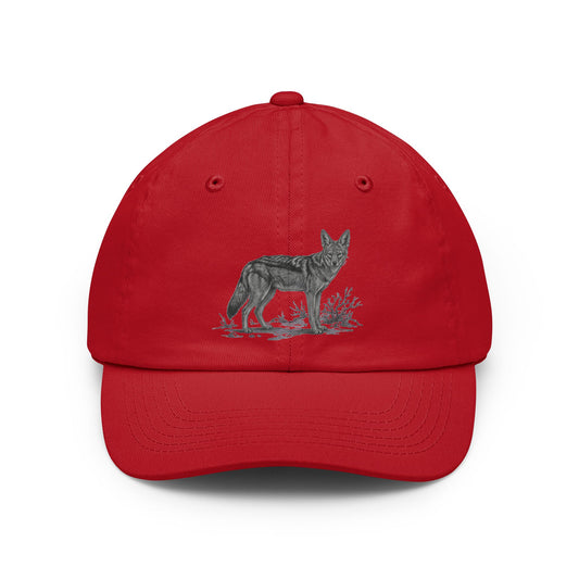 Color: Red | Pencil Sketch Art Coyote Dad Hat