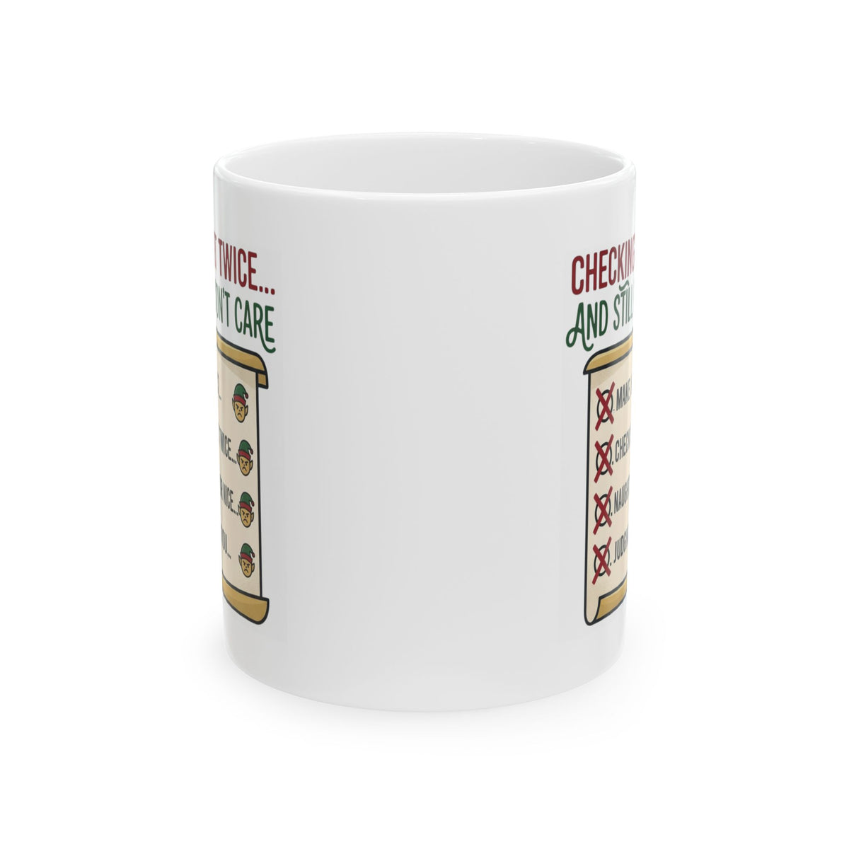 "Checking It Twice" White Ceramic Mug
