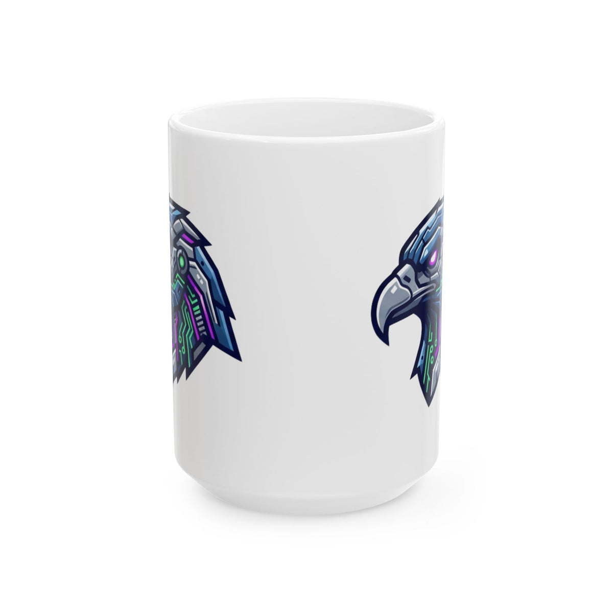 "Cyber Falcon" White Ceramic Mug — Graphic