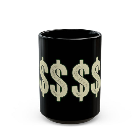 "Technically Wealthy" Black Ceramic Mug — Graphic