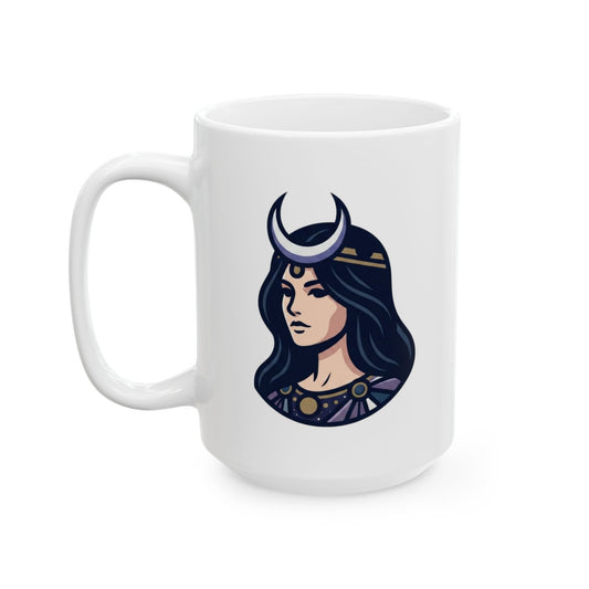"The Cosmic Tarot (High Priestess)" White Ceramic Mug — Graphic