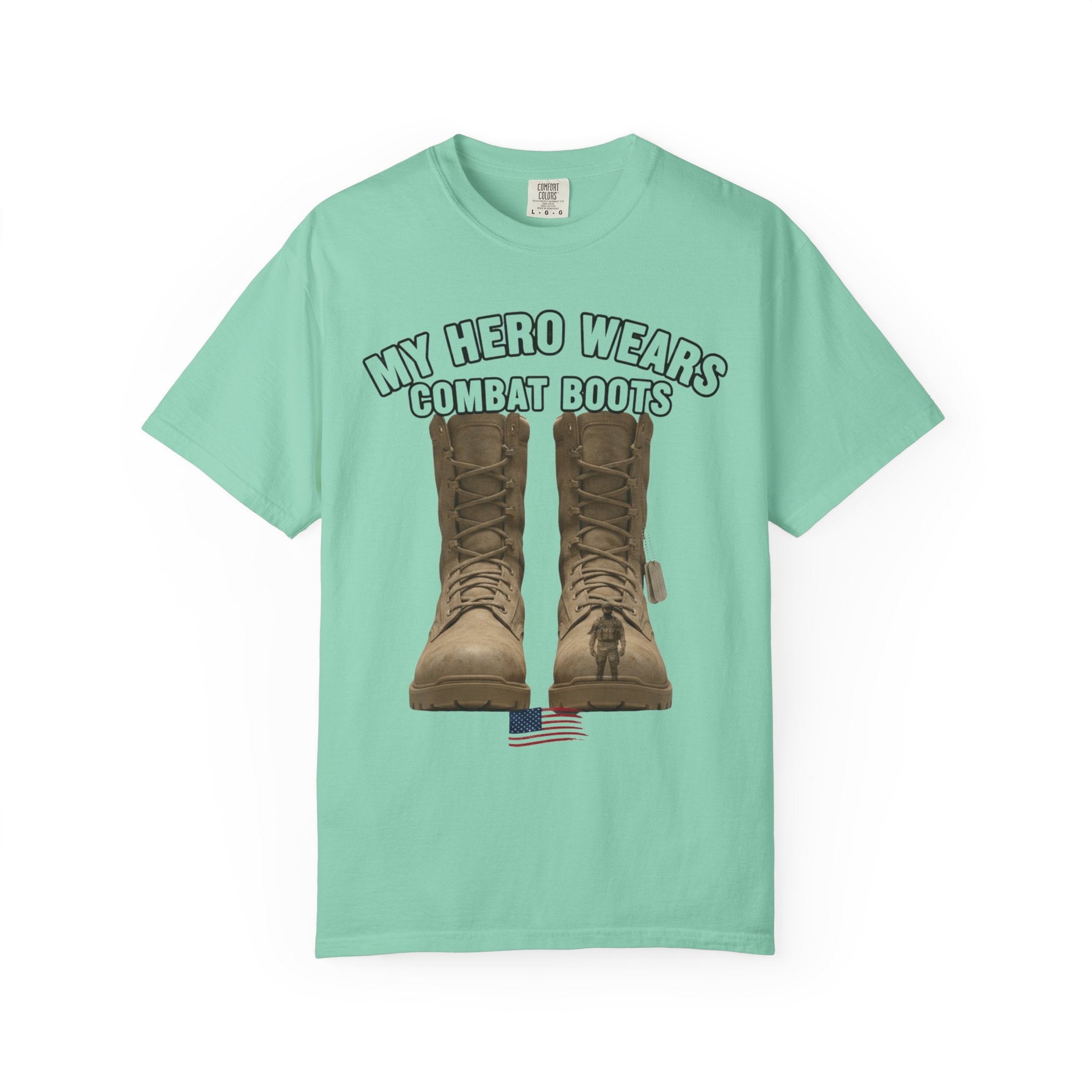 "My Hero Wears Combat Boots" Unisex Garment-Dyed T-shirt