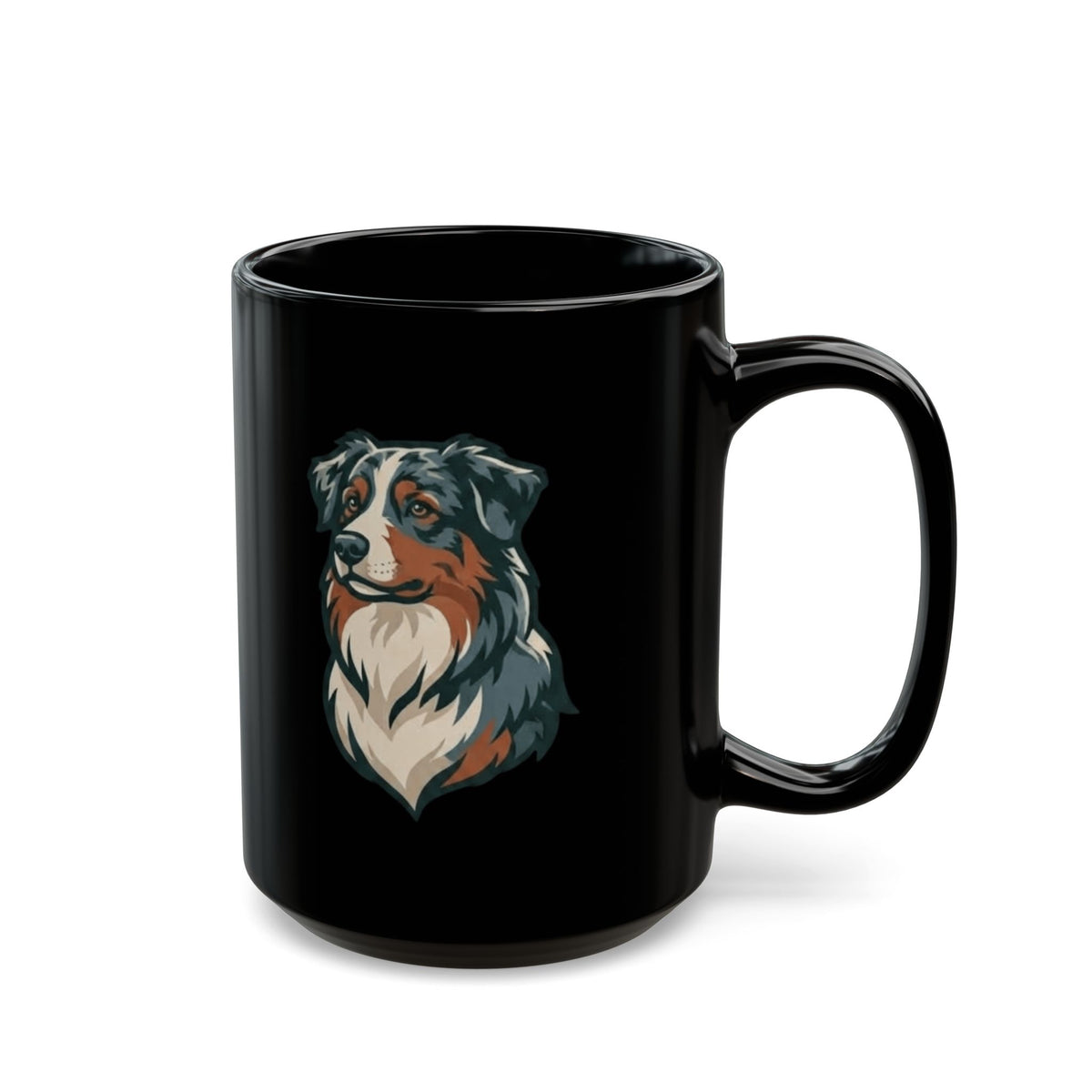 "Australian Sheperd" Black Ceramic Mug — Graphic