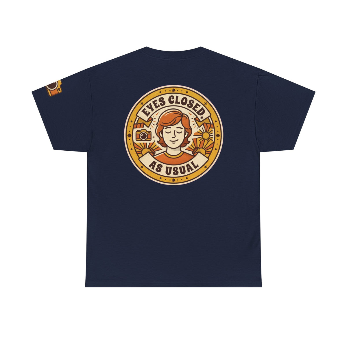 Color: Navy | Eyes Closed As Usual Premium Graphic Tee