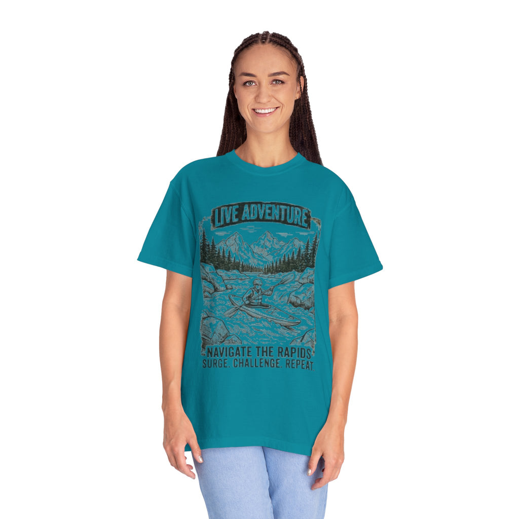 "Live Adventure - Kayak" Unisex Garment-Dyed Tee