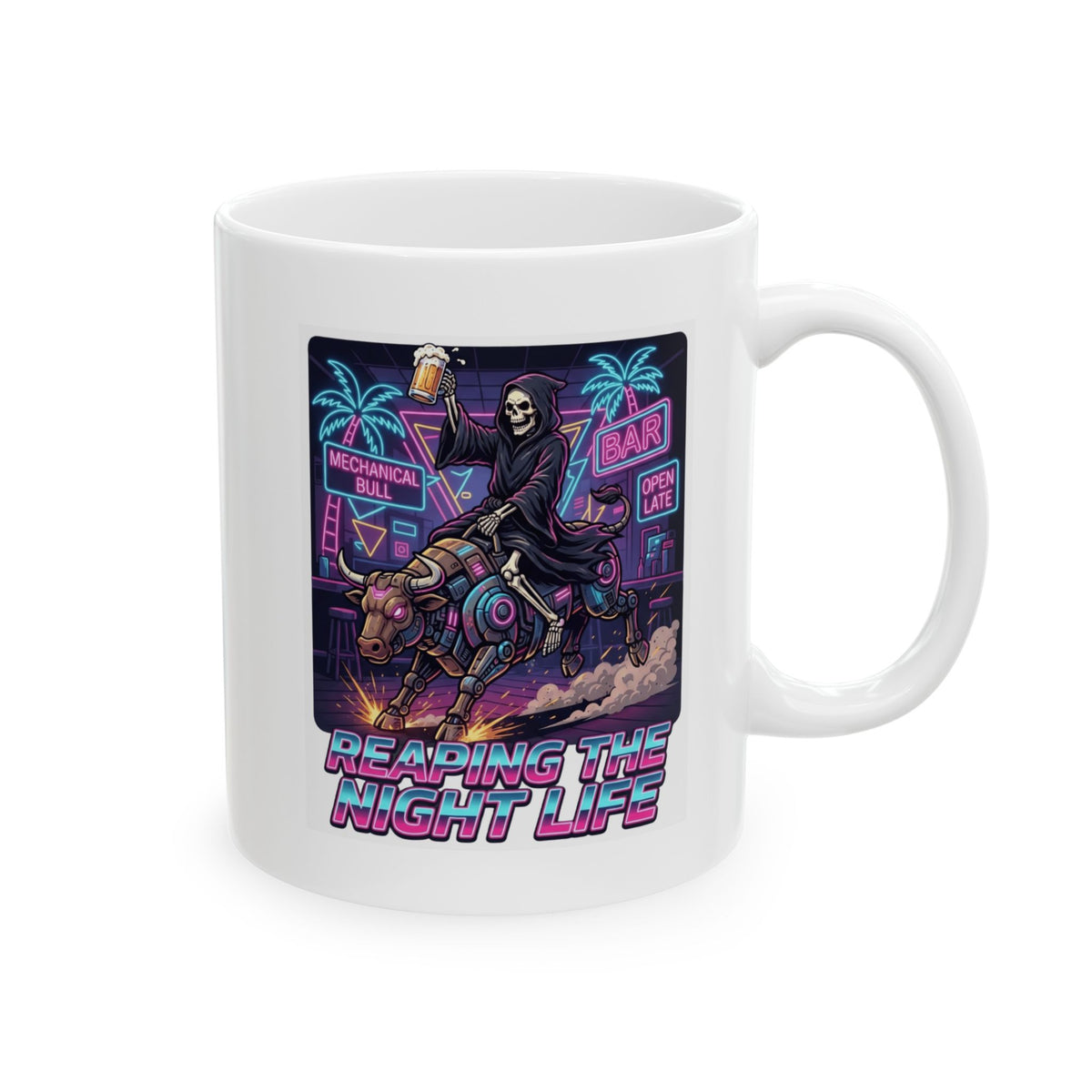 "Reaping the Night Life" White Ceramic Mug