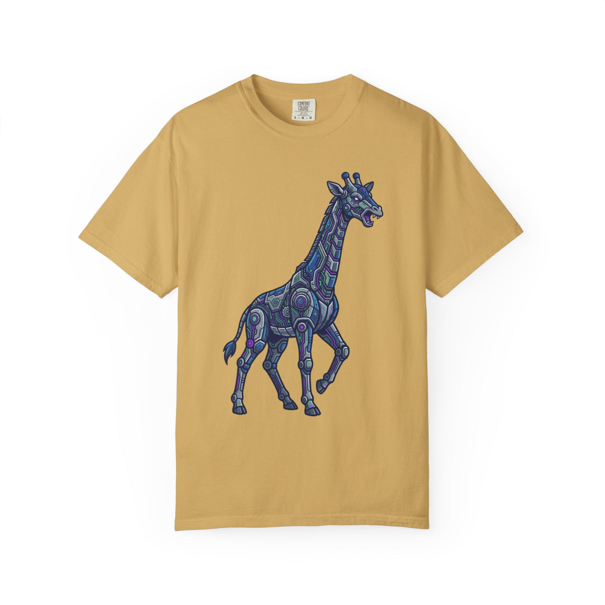 Color: Mustard | Cyber Giraffe Unisex Garment-Dyed Tee