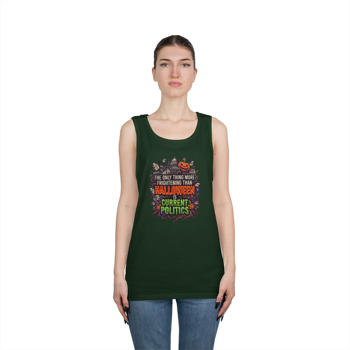 Color: Forest Green | Current Politics Tank Top