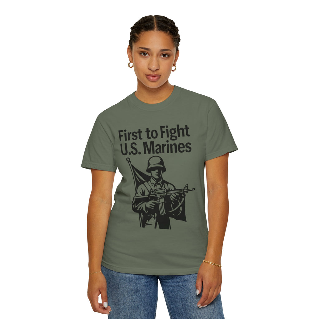 "First to Fight" Unisex Garment-Dyed T-shirt