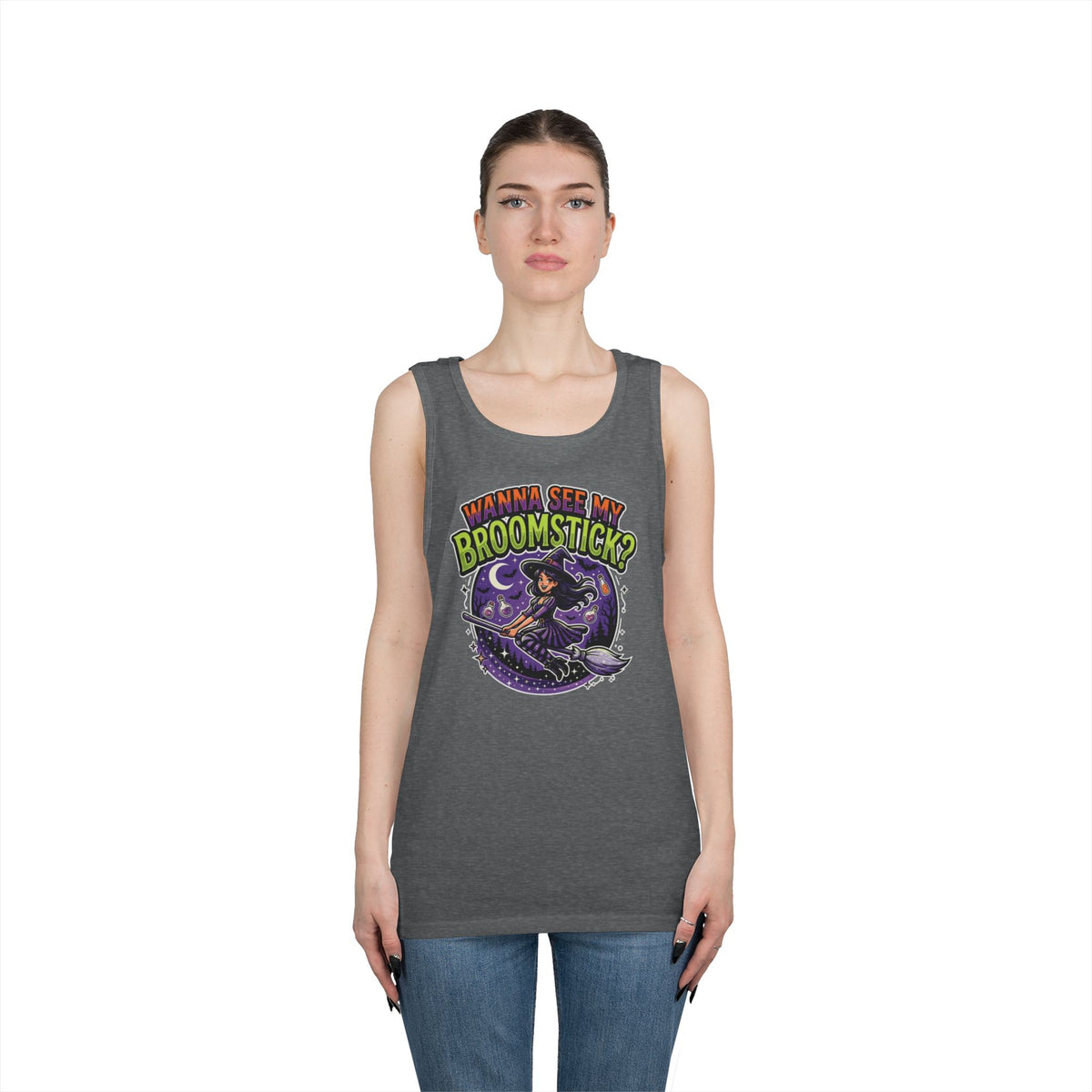 Color: Graphite Heather | Wanna See My Broomstick Tank Top