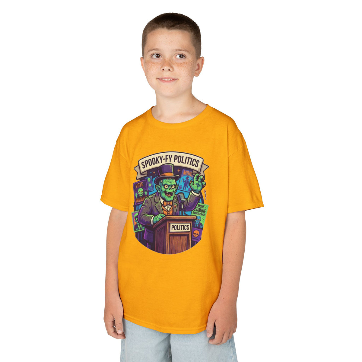 Color: Gold | Spooky-Fy Politics Kids Tee