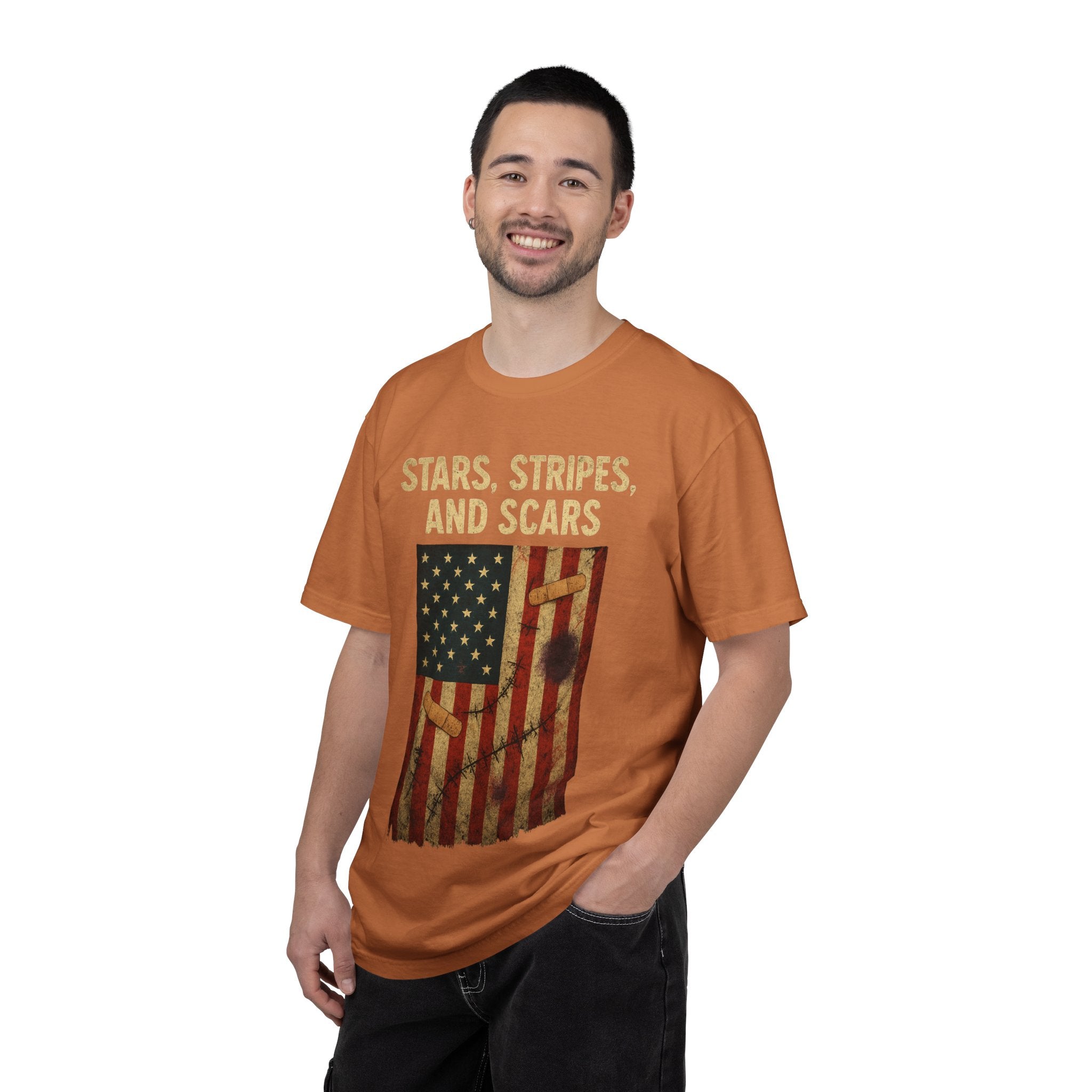 "STARS, STRIPES, AND SCARS" Unisex Garment-Dyed T-shirt