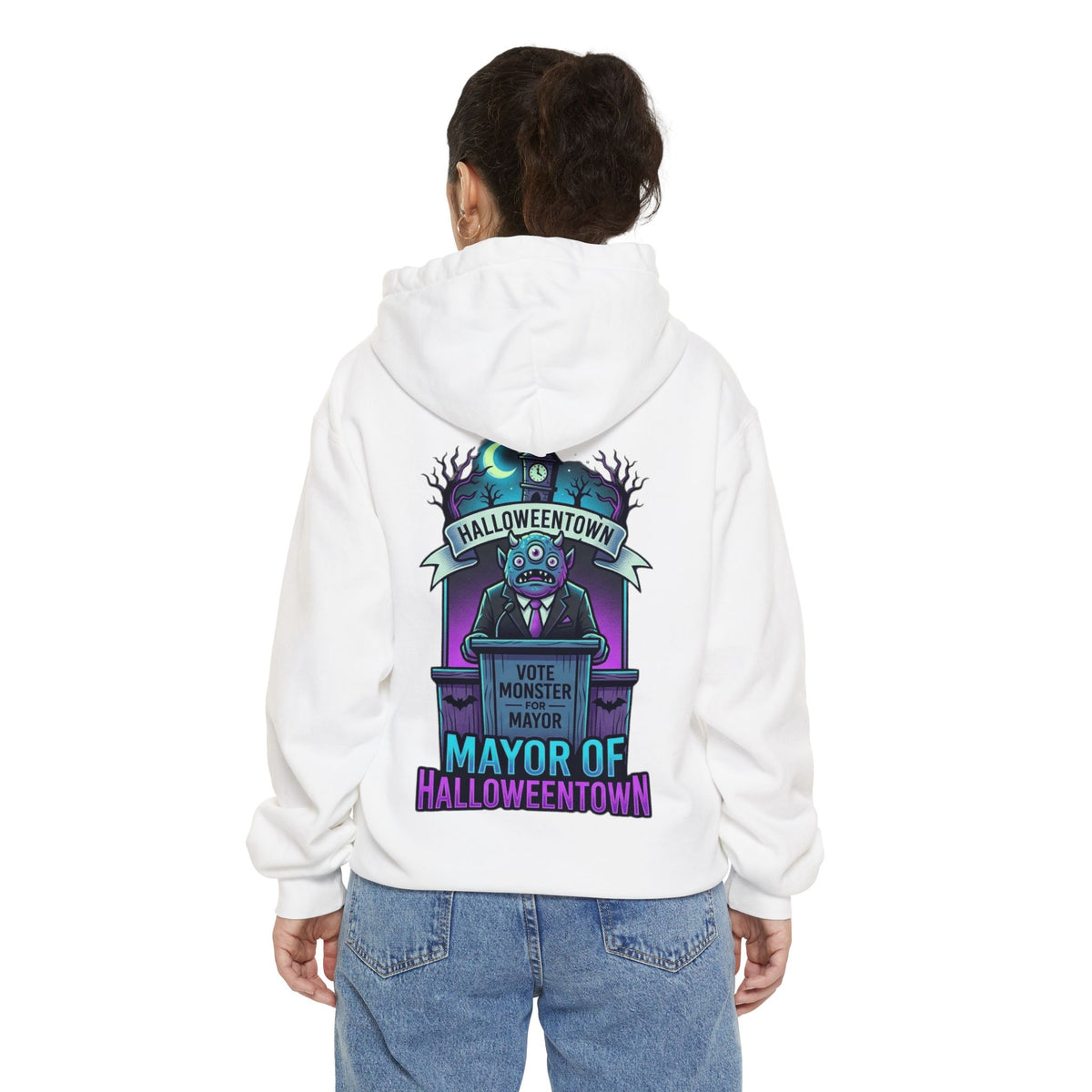 Color: White | Mayor Of Halloweentown Garment-Dyed Hoodie