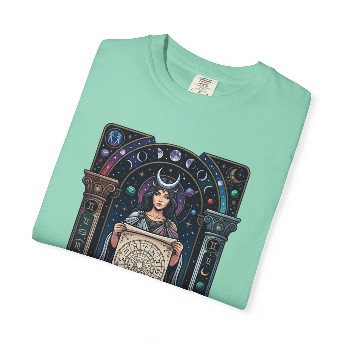 "The Cosmic Tarot (High Priestess)" Unisex Garment-Dyed Tee