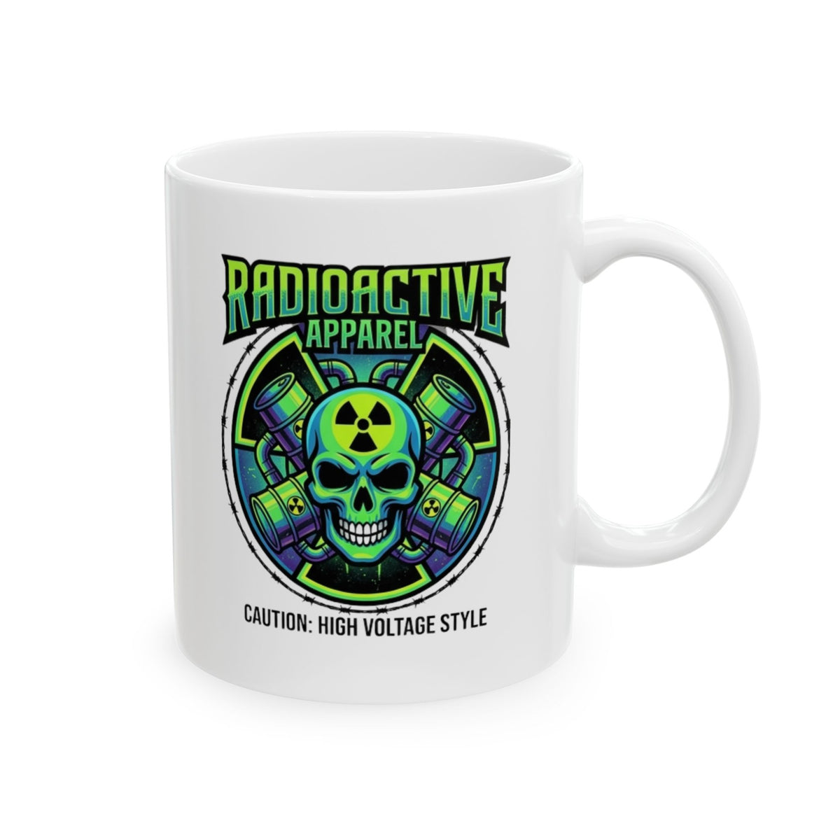 "Radioactive Apparel" White Ceramic Mug