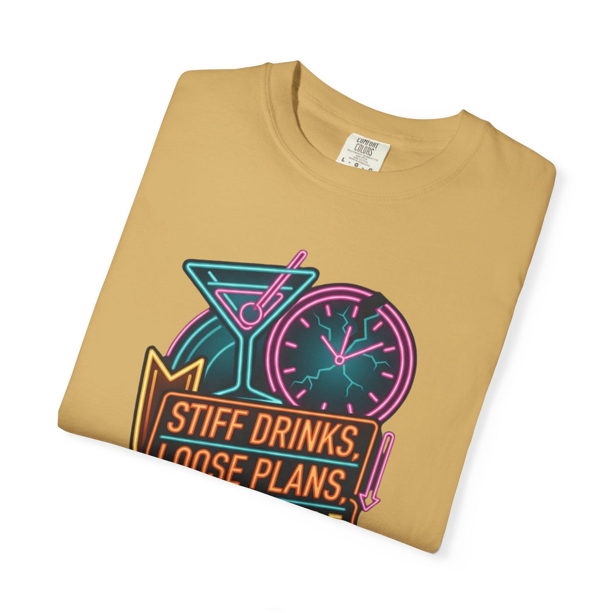 "Stiff Drinks Loose Plans" Unisex Garment-Dyed Tee
